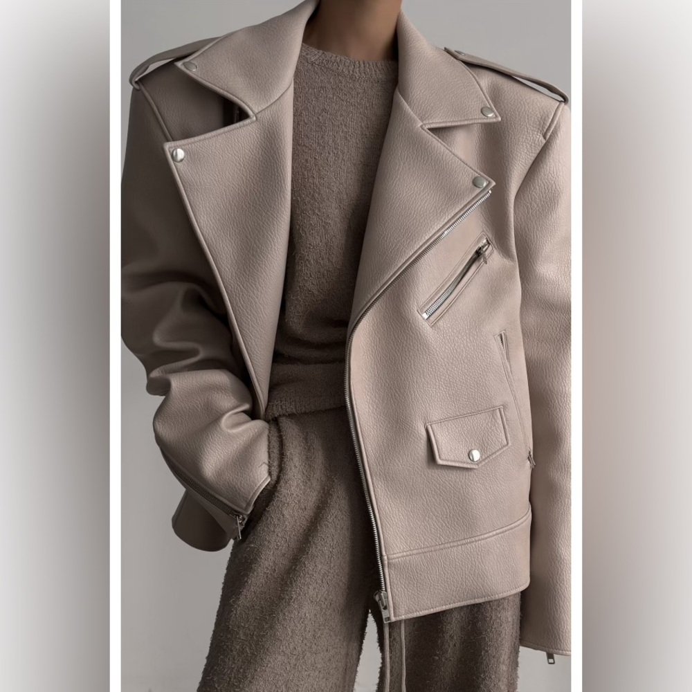 SOLD!!!SOLD!!!THE FRANKIE SHOP CHICAGO OVERSIZED BIKER JACKET - CREAM
